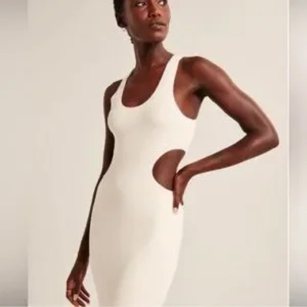 Abercrombie and fitch black elevated knit cutout midi dress - Picture 3 of 8